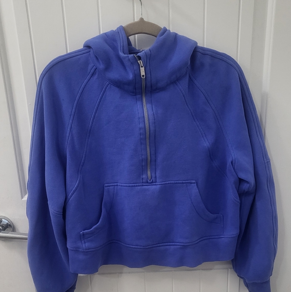 Lululemon Scuba Oversized Half Zip Crop Hoodie Sweatshirt Xs Small Poolside Blue